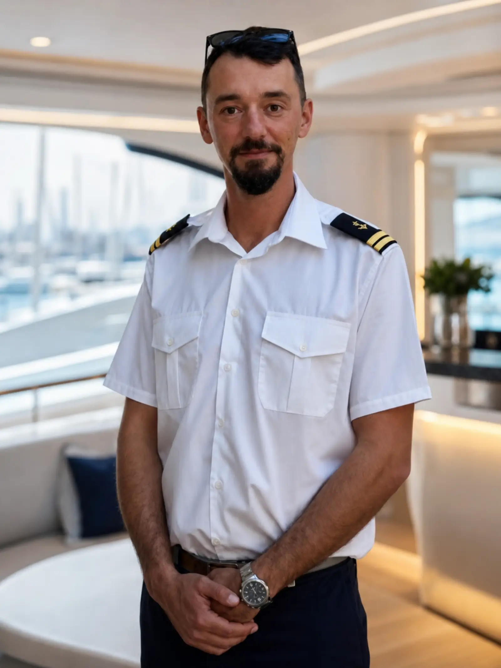 Captain Bogdan Oprea in uniform aboard in Malta